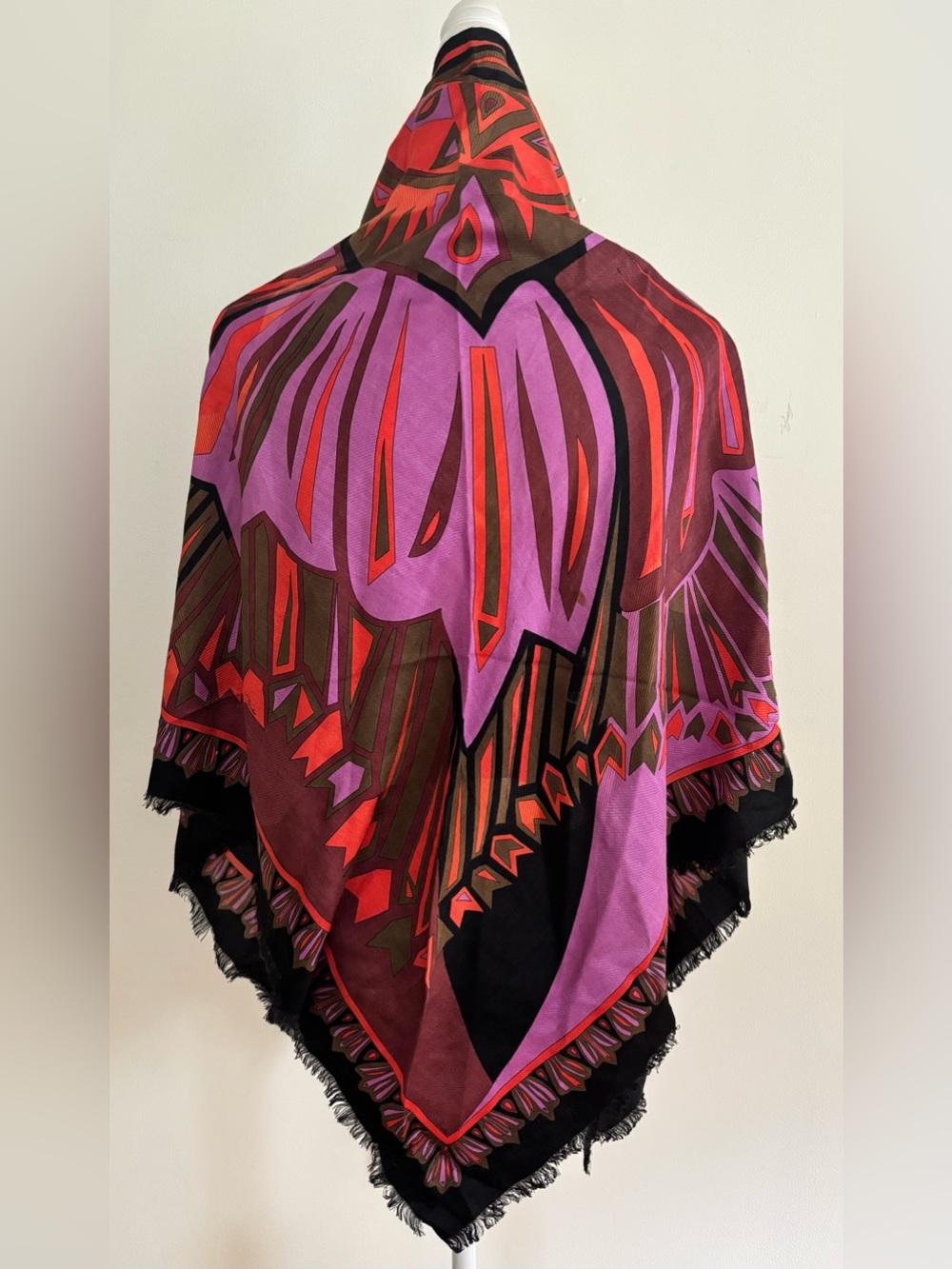 Vintage Emilio Pucci Firenze Made in Italy Wool Silk Viscose Fringed Scarf Shawl